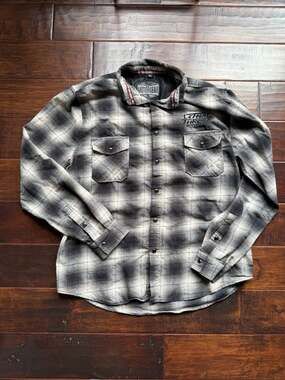 Lethal Threat Motorgear Kustom Motorcycles Plaid Flannel Shirt XL